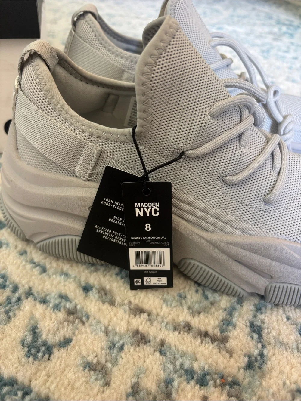 Madden NYC Men's Mesh Knit Sneakers - Light Gray